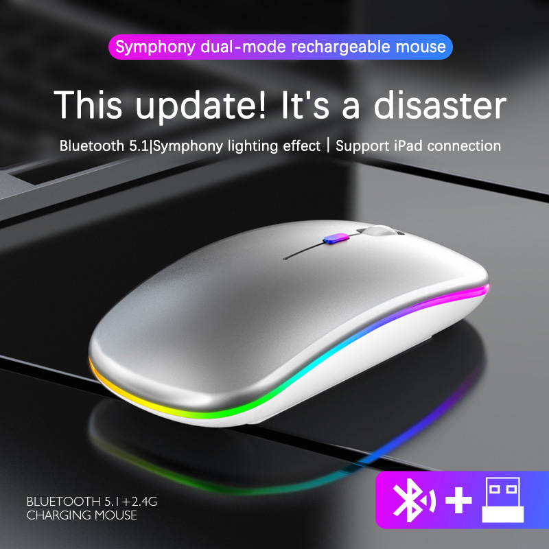 Bluetooth 5.2 Dwumodowa mysz komputerowa Phablet Bezprzewodowa mysz Bluetooth Ładowanie Glow Bezprzewodowa mysz USB 2.4G Przenośna
