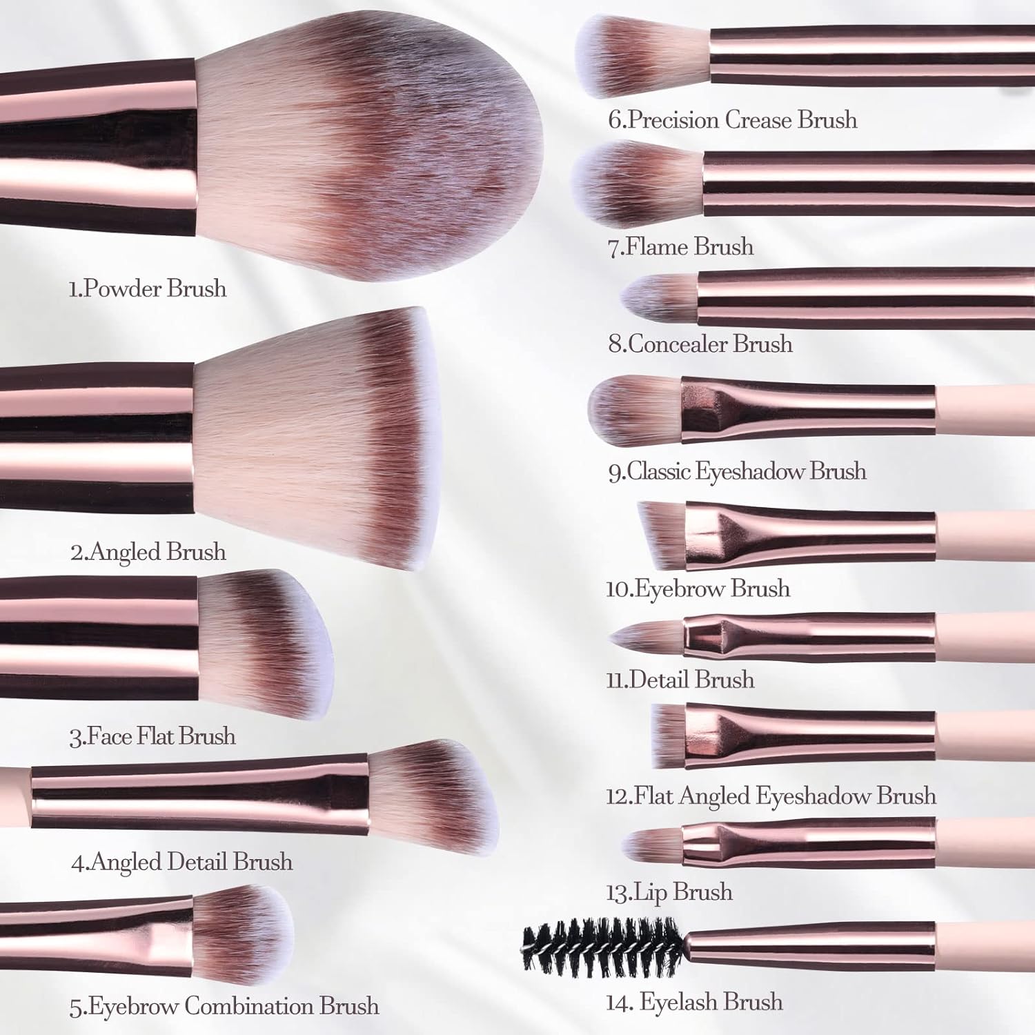 14 PCS Makeup Brushes Set, Travel Makeup Brush Kit with LED light Mirror Foundation Powder Concealers Eye Shadows Makeup Set