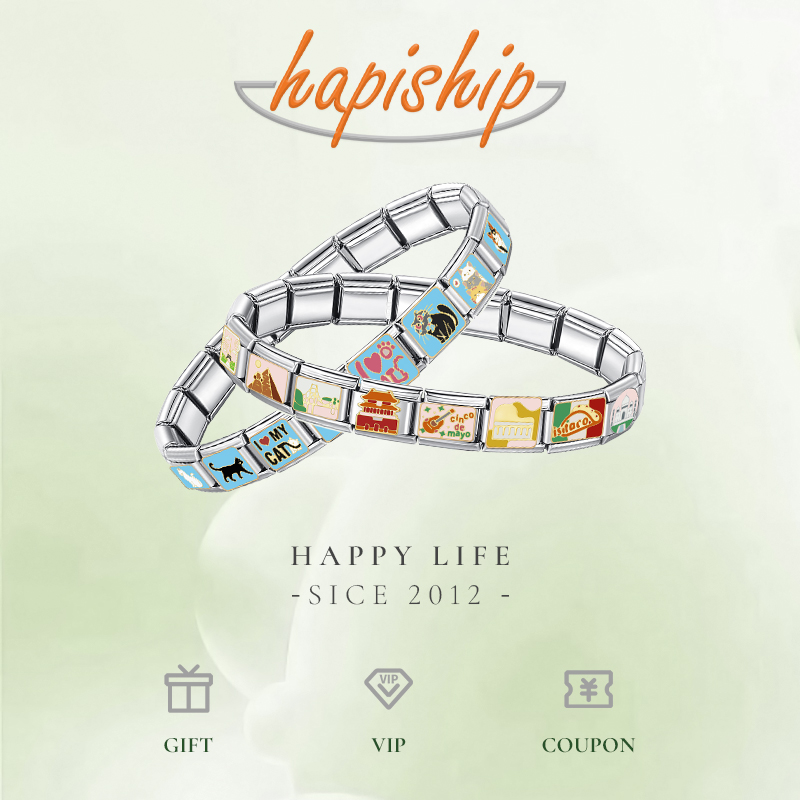 Hapiship Hoa Hồng May Mắn Giấc Mơ Trái Tim Chúa Giêsu Lightning Cảnh Sát Ý Charm Liên Kết Hợp Với 9Mm Thép Không Gỉ Vòng Tay Trang Sức Làm DJ043