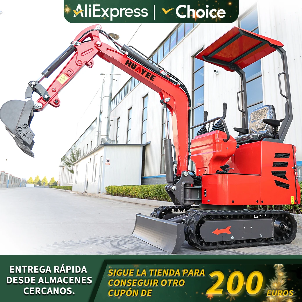 Miniexcavadora 1000kg personalizada HUAYEE China fábrica excavadora sobre orugas entrega rápida multifuncional con excavadora de cabina