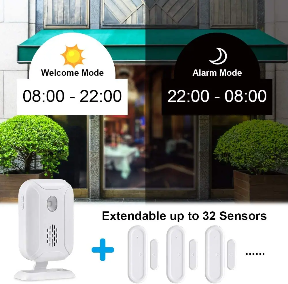 Hollarm Wireless Door Open Chime 36 Ringtones Shop Store Welcome Chime LED Flashing Light Door Window Alarm Bell