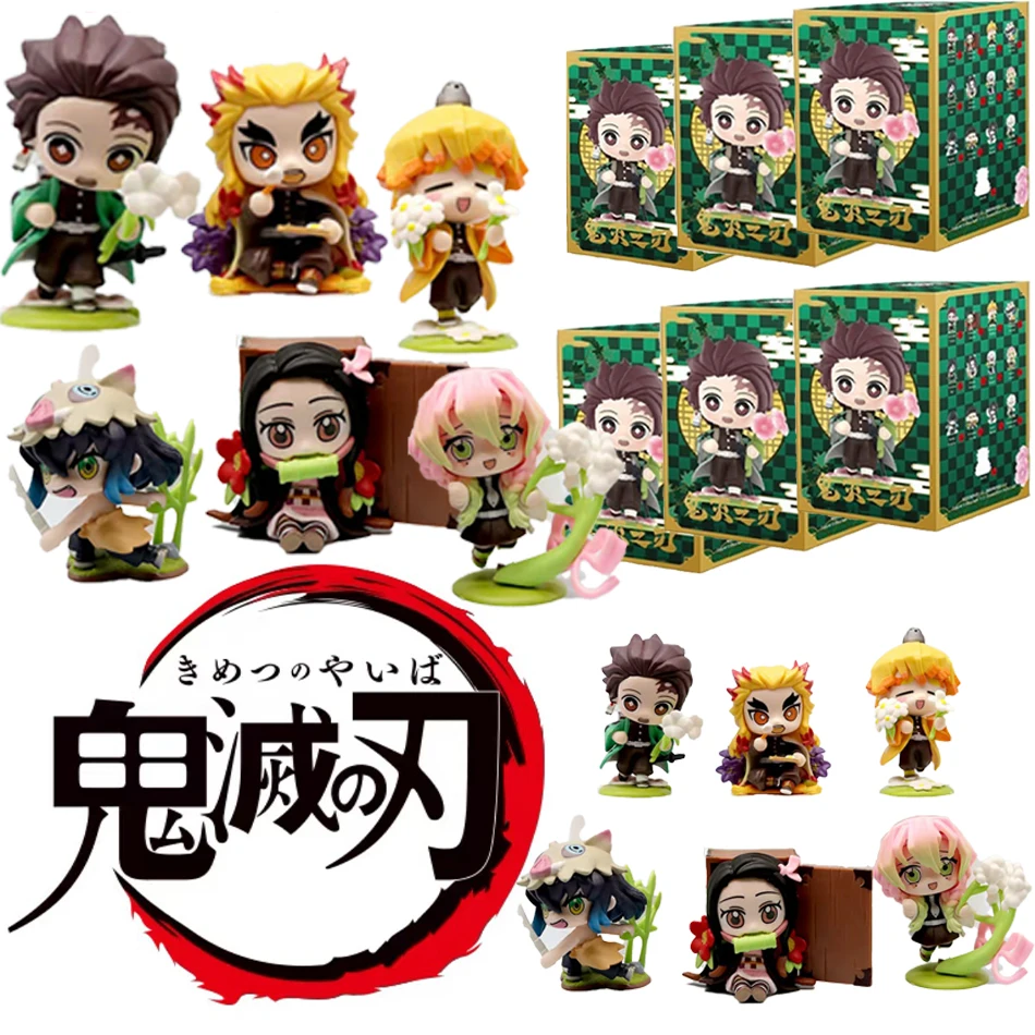 Demon Slayer Tanjiro Kamado Nezuko anime figurka z kreskówki, figurka niespodzianka w pudełku, kreatywna, personalizowana statuetka, model, ozdoba, pudełko prezentowe