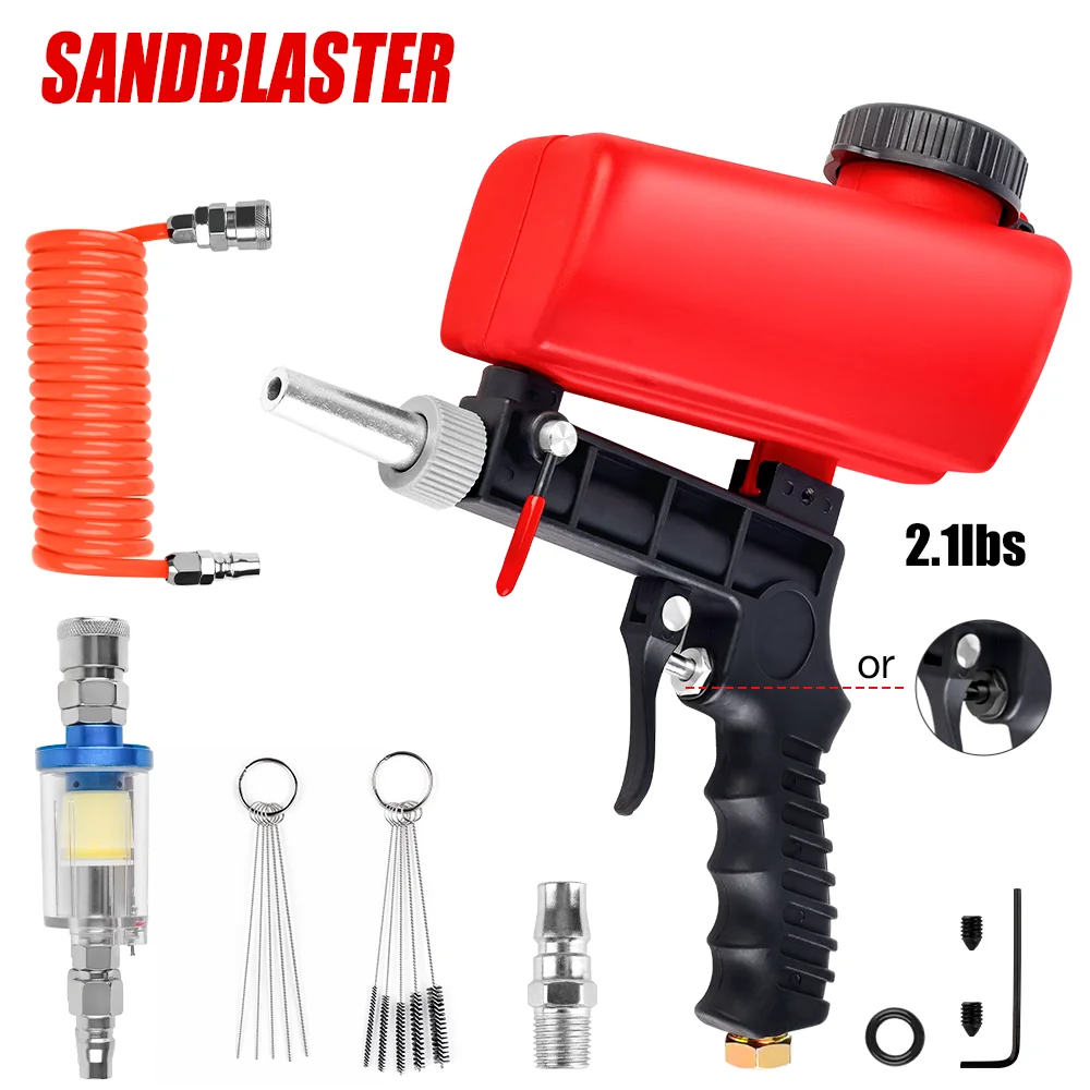 Pistola de chorro de arena neumática ajustable de 90 psi, máquina de chorro de arena portátil para el hogar de 2,1 libras, herramienta de aire de mano pequeña por gravedad inalámbrica, eliminación/pulido de óxido