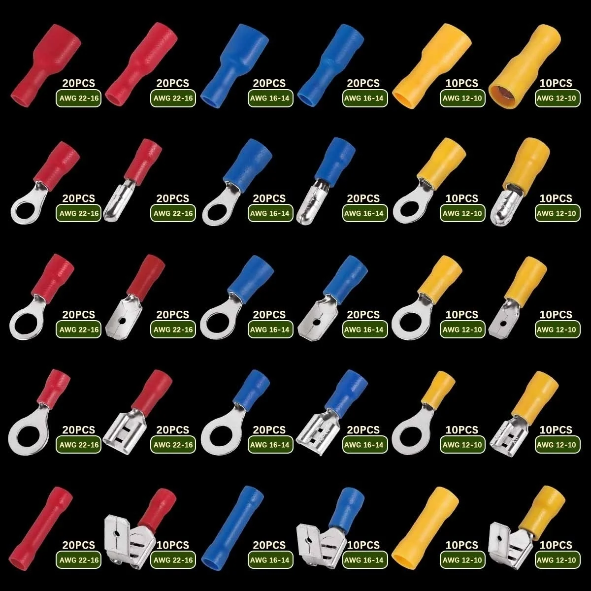 Isolados Kit Conector Masculino e Feminino Fio, Terminais Crimp, Crimp Fria, Assorted Spade, 102 pcs, 280 pcs, 300 pcs, 480pcs