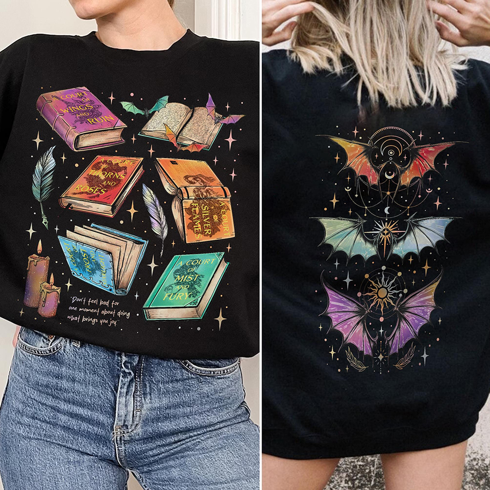 Fan Of ACOTAR-serie dubbelzijdig sweatshirt The Bat Boys Velaris Book Lover Sweater Fleece sweatshirt met lange mouwen Y2K streetwear