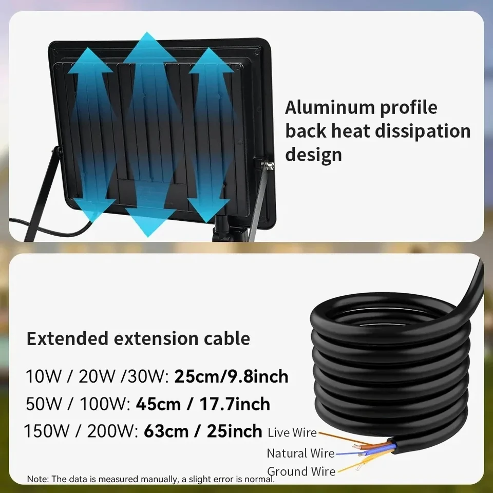 Holofote led com sensor de movimento pir, luz de parede externa, luz branca 50w 20w ip66, à prova d'água, holofote para jardim