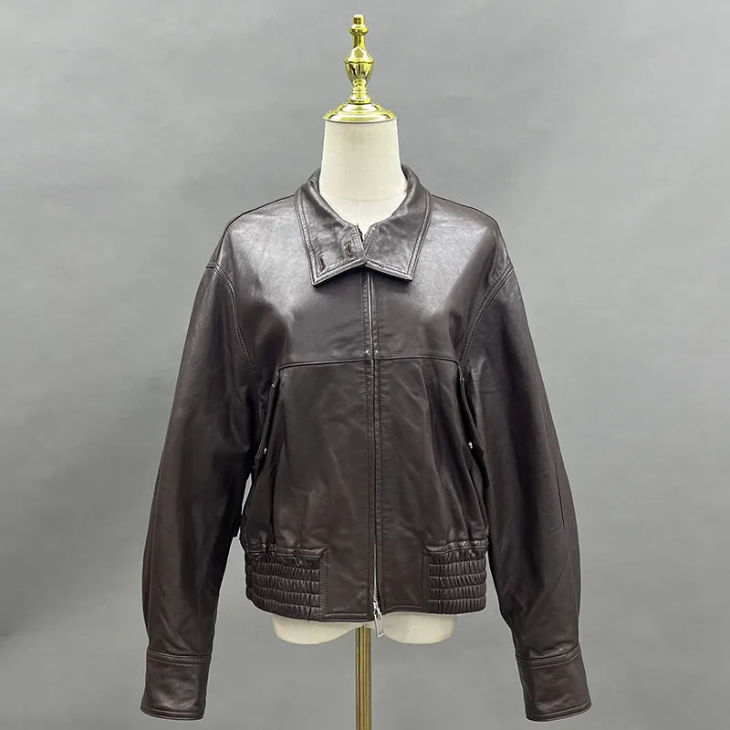 Janefur Frauen Echt lederjacke Moto Punk Stil Herbst Wintermantel Dame Outwear