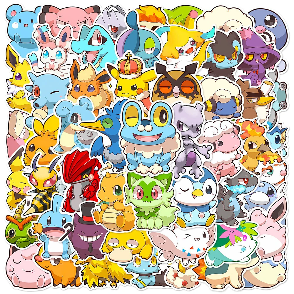 10/30/50PCSอะนิเมะPokemonน่ารักสติกเกอร์Graffitiตกแต่งDIYสเก็ตบอร์ดโทรศัพท์ตู้เย็นจักรยานการ์ตูนDecalsสนุกสําหรับของเล่นเด็กของขวัญ