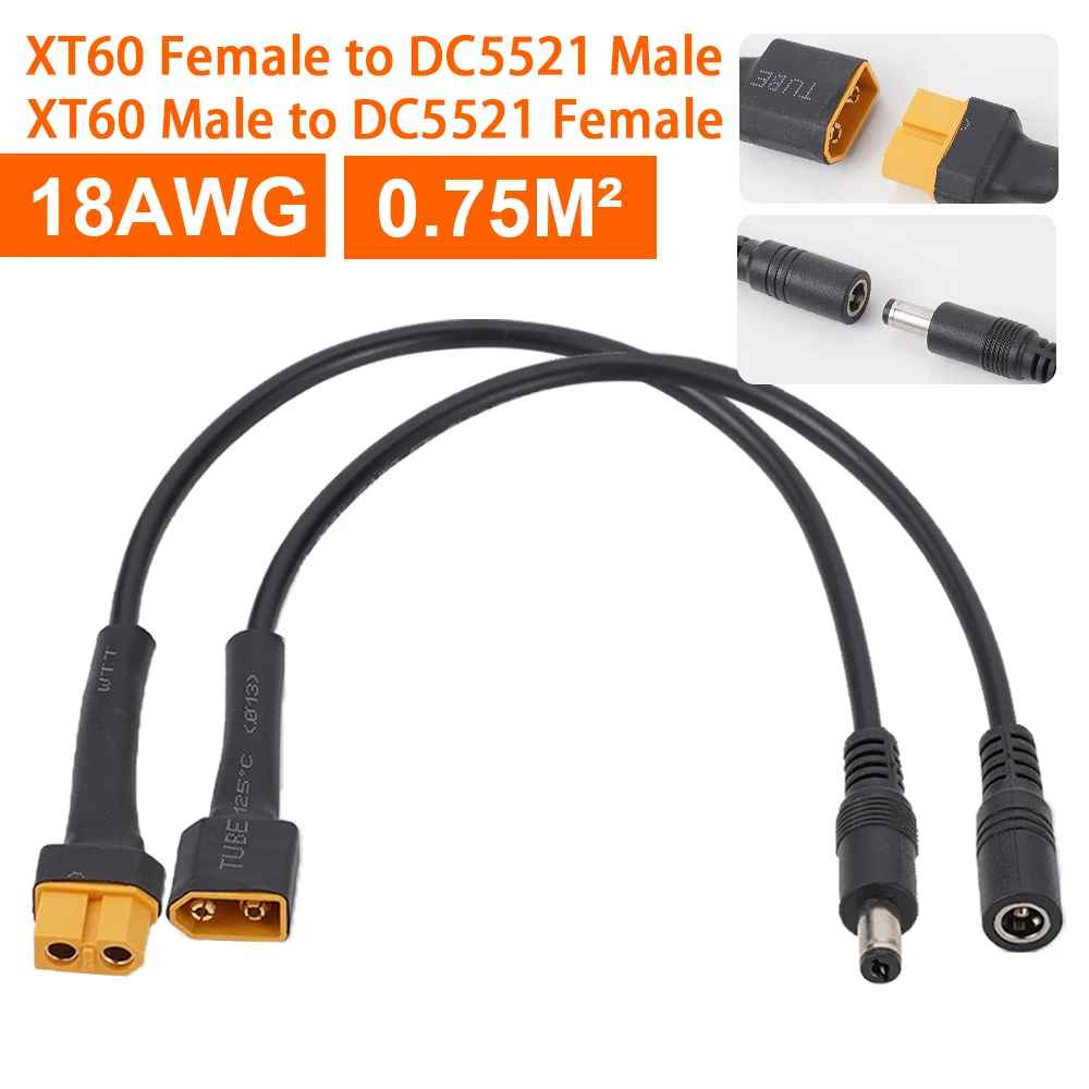 Dc 5.5 2.1 2.5mm xt60 fêmea macho plug para t plug fêmea macho adaptador conector com fio de silicone 18awg