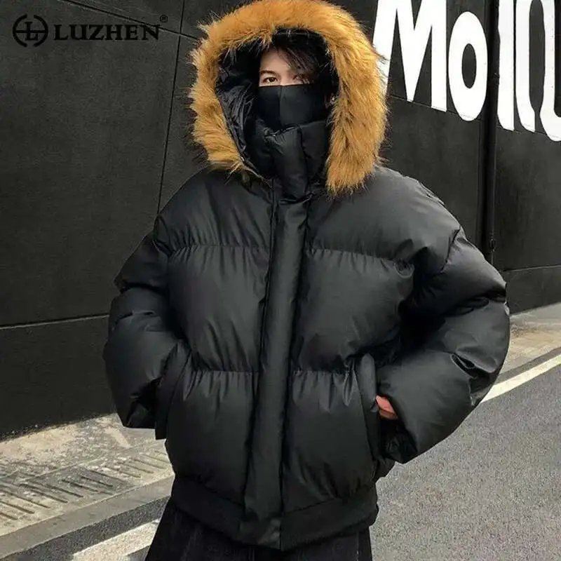 LUZHEN, зима 2024, новые парки со съемным меховым воротником, американские короткие унисекс, толстые теплые стеганые куртки, зимние мужские куртки LZ8194
