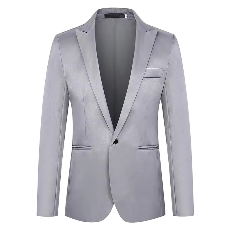 Blazer de manga comprida monocromática Slim Fit masculino, jaqueta de luxo, terno casual, negócio, marca de moda, nova chegada