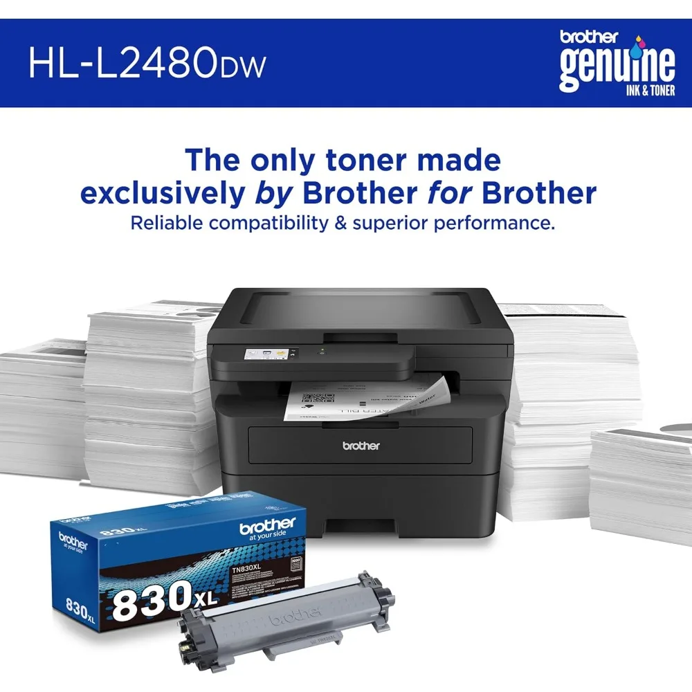 HL-L2480DW Wireless Compact Monochrome Multi-Function Laser Printer with Copy and Scan, Duplex, Mobile, Black & White