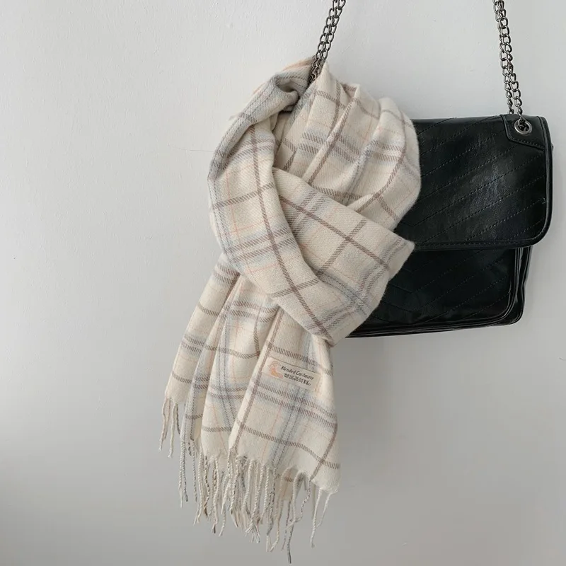 Bufanda otoño e invierno atmosférica a cuadros estilo coreano versátil invierno estilo caliente 2024 nueva bufanda gruesaheattech