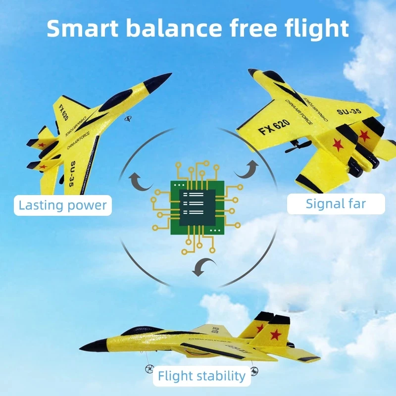 Su35 rc avião fx620 fx820 2.4g controle remoto modelo voador planador avião com luzes led aeronaves brinquedos de espuma para crianças presentes