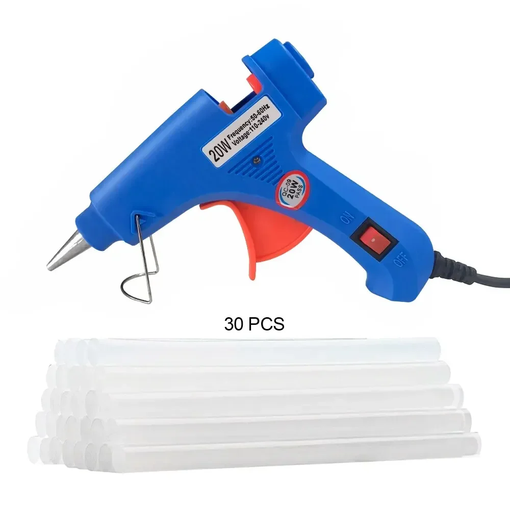 20W Hot Melt Glue Gun Household Industrial Mini Guns Electric Heat Temperature Tool Use 7mm Glue Sticks