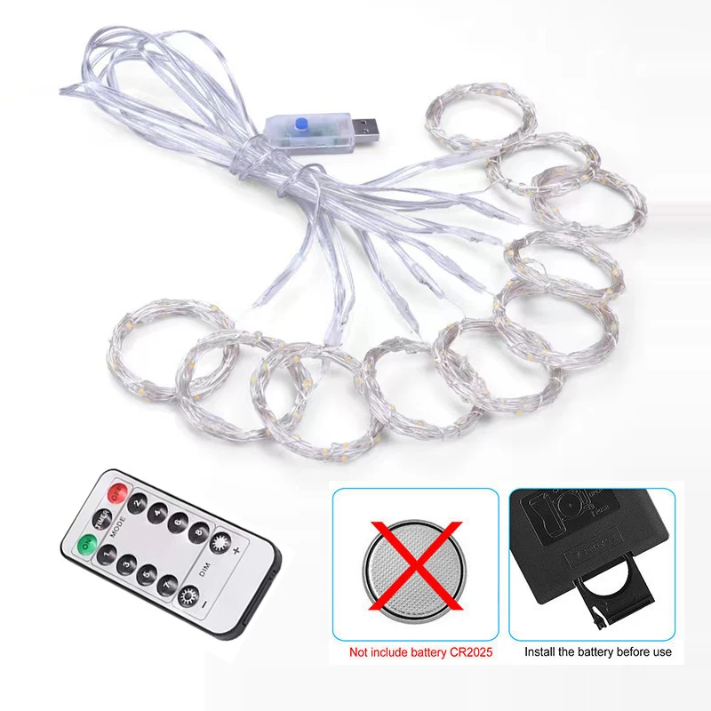 6M/3M New Year Lights Curtains for Windows Led Fairy Christmas Light Room String Battery Powered Garland Waterfalls Decorations