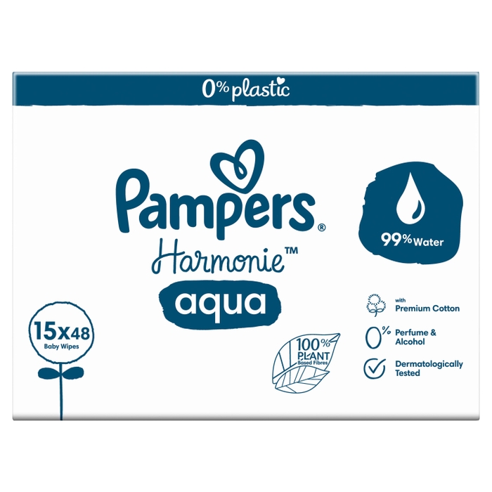 PAMPERS Harmonie AQUA Chusteczki nawilżane dla dzieci op. 15x48 szt