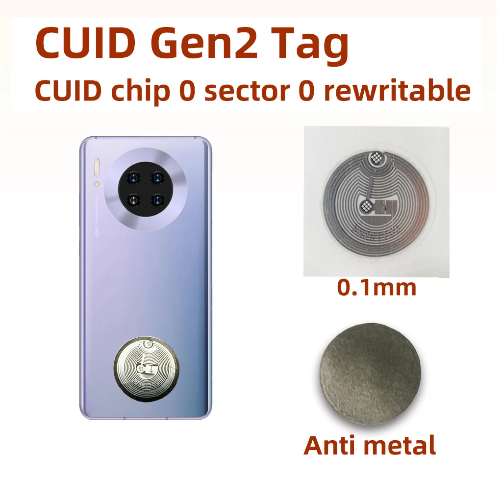 Наклейка Mirra Inlay 13,56 МГц CUID сменная S50 1K RFID-метка Sector 0 Block 0 UID Перезаписываемая NFC Andriod MCT Копия Clone
