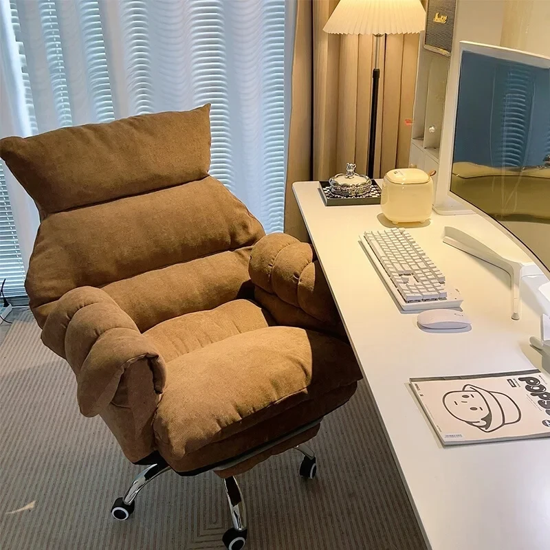 เก้าอี้เขียนสีขาวสบายเกม Pc Room Chaise Longue ออกแบบห้องครัว Ergonomic Gamer Gaming ผ่อนคลายเก้าอี้คอมพิวเตอร์ Lazy