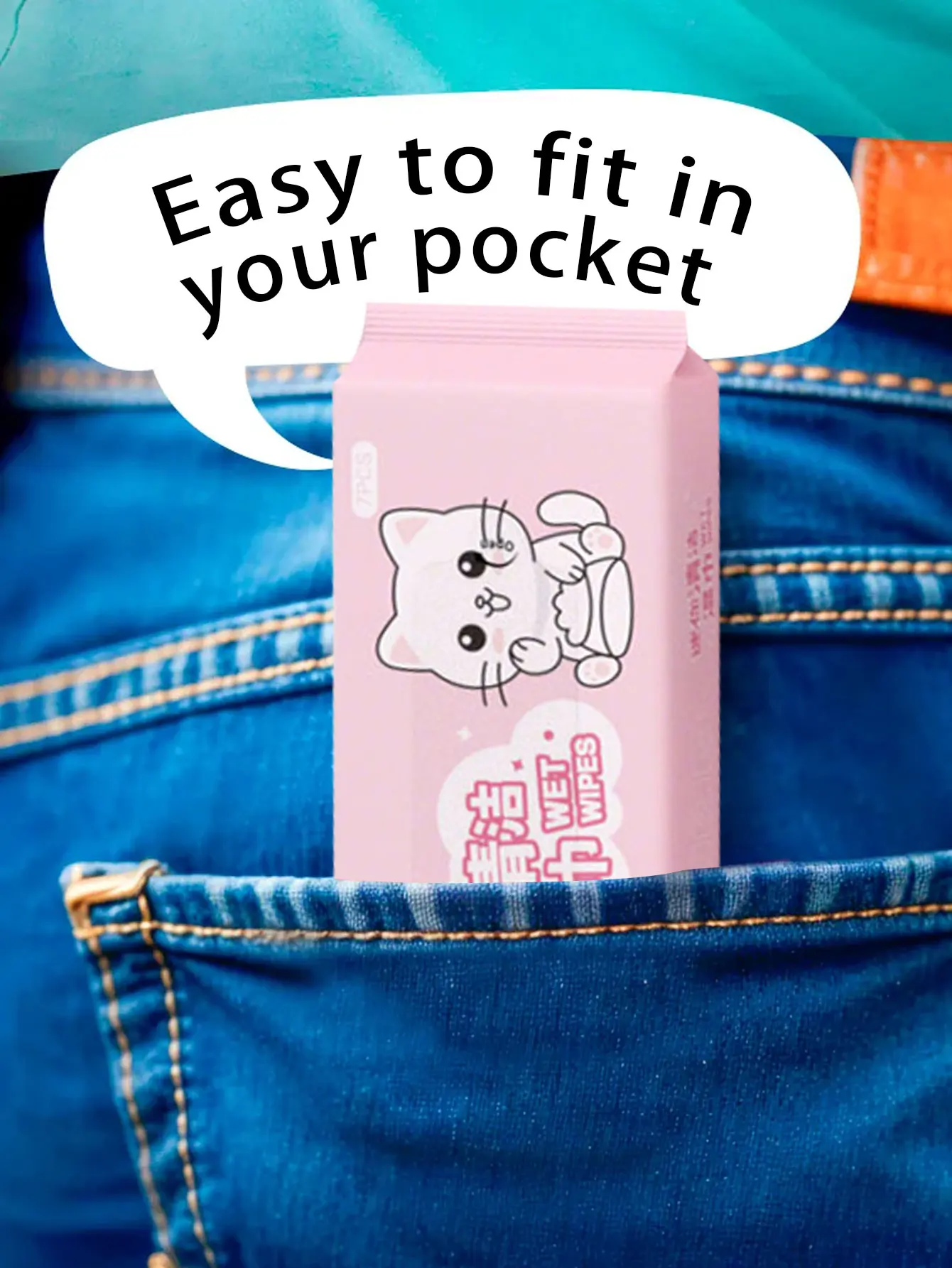 56 pezzi di mini salviette per gattino rosa, 1 confezione x 8 sacchetti piccoli - elementi essenziali per il viaggio, morbidi e spessi, confezionati singolarmente, detergenti