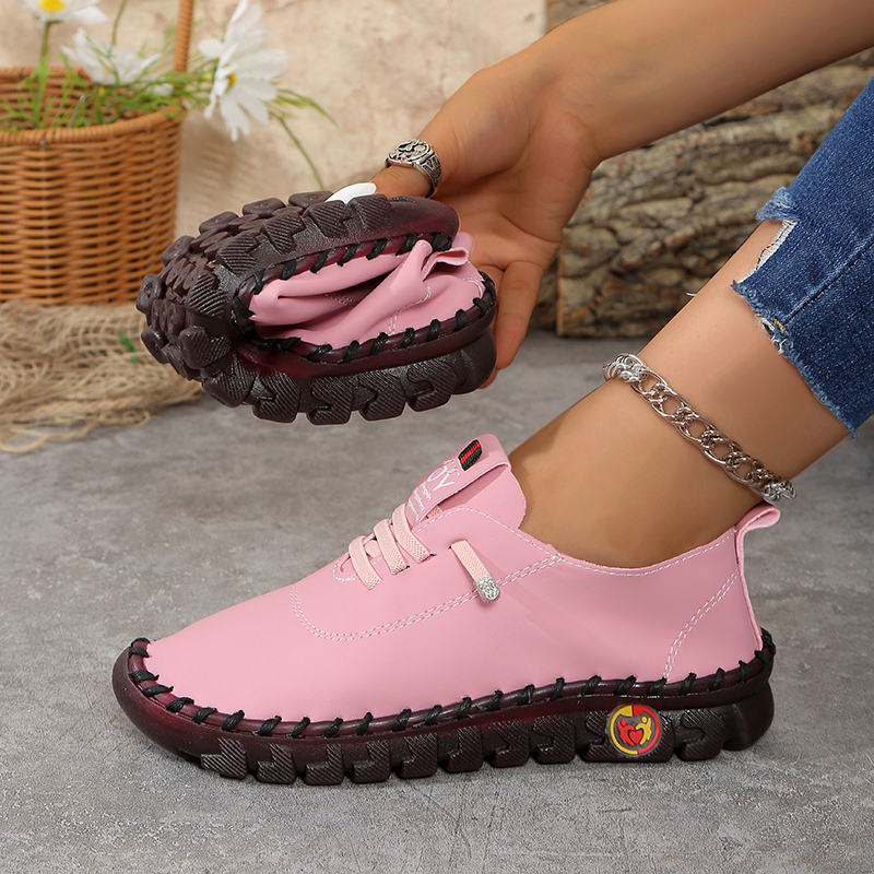 Zapatillas de deporte de piel de corte ancho para mujer (tamanos 35-45) Mocasines planos elásticos sin cordones – Zapatos casuales cómodos para mamás Zapatos de mujer