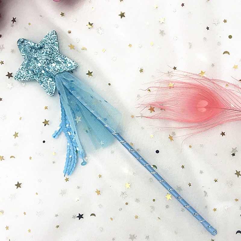 子供のためのかわいい夢のような5先の尖った星の妖精の杖、女の子の誕生日プレゼント、プリンセスコスプレアクセサリー、ハロウィーンパーティー、人気セール、1個
