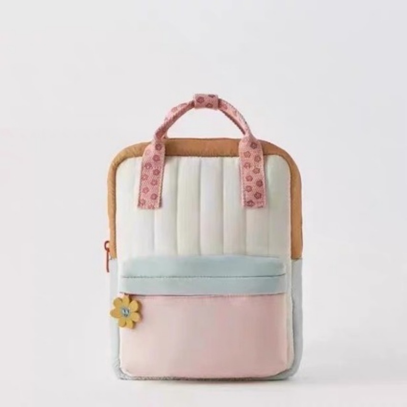 Mochila de compras impressa infantil personalizada, acessórios pendurados de girassol fofos e divertidos, mochila bloqueada por cores