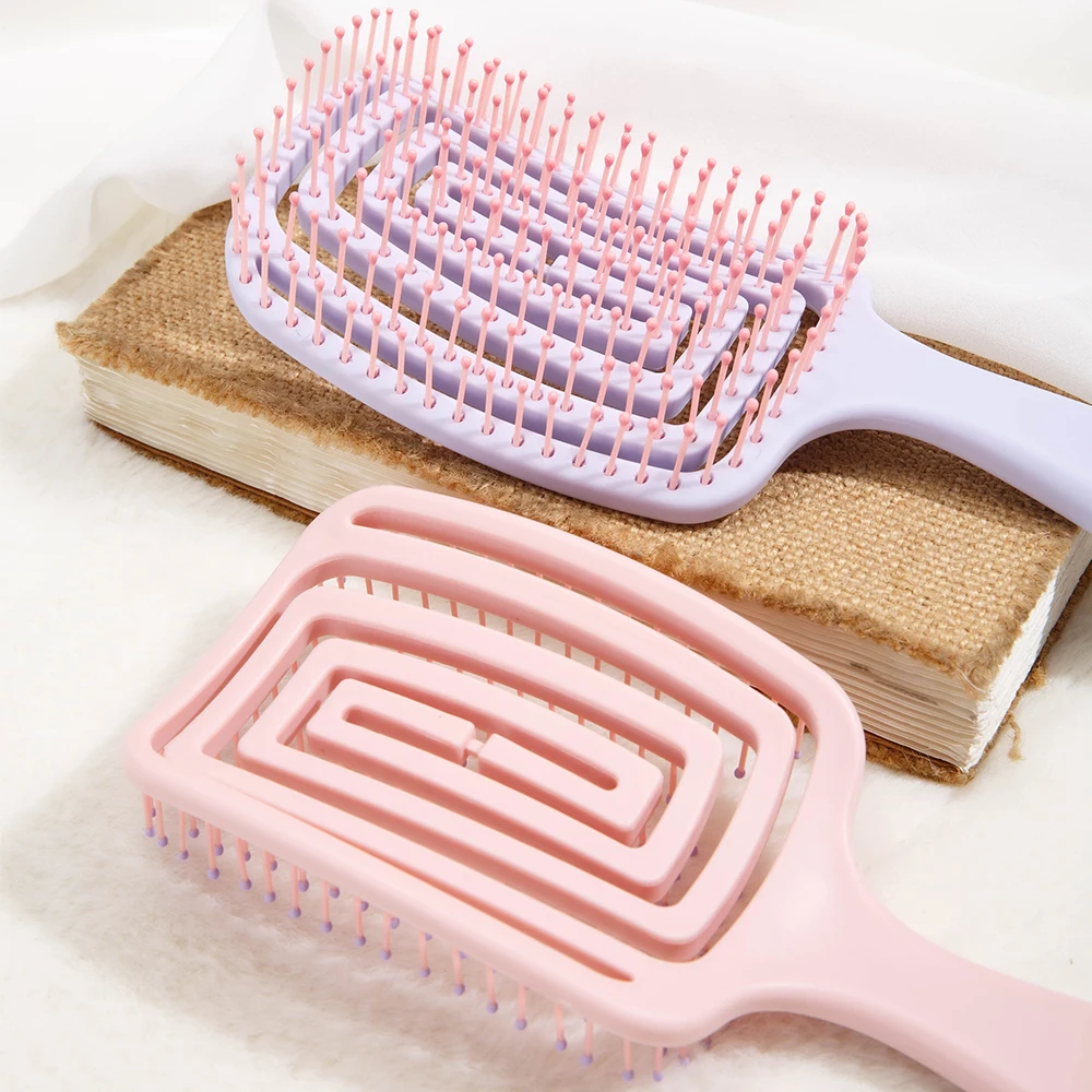 1pc Elastische Massage Kamm Aushöhlen Haar Pinsel Kopfhaut Massage Kämme Salon Haar Styling Detangler Schnelle Föhnen Entwirren werkzeug