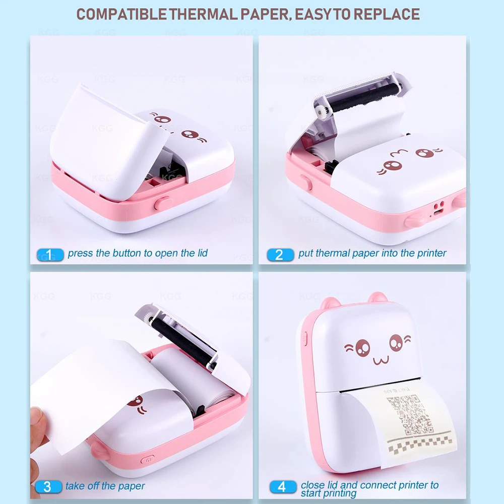 Miniprinter Draagbare draadloze Bluetooth-sticker Label Fotomemo Thermische print Studie Leren printer Kinderen Jongens Meisjes Geschenken
