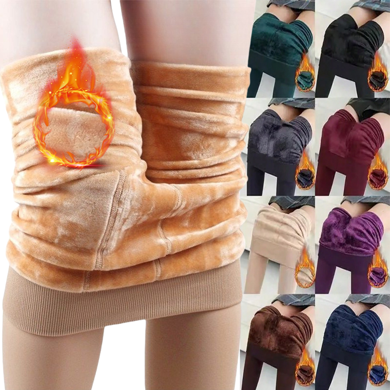 Красочные колготки на флисовой подкладке, зимние женские термоколготки для женщин, трусики из полярной кожи, черные чулки с эффектом, термолеггинсы