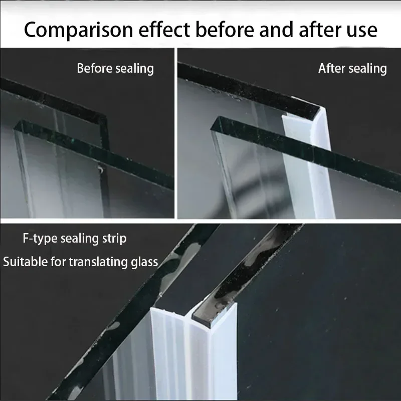 2 Meter Verbreed F/h vorm siliconen rubber Frameloze douche deur vensterglas afdichting strip afdichting voor 6/8/10/12mm glas