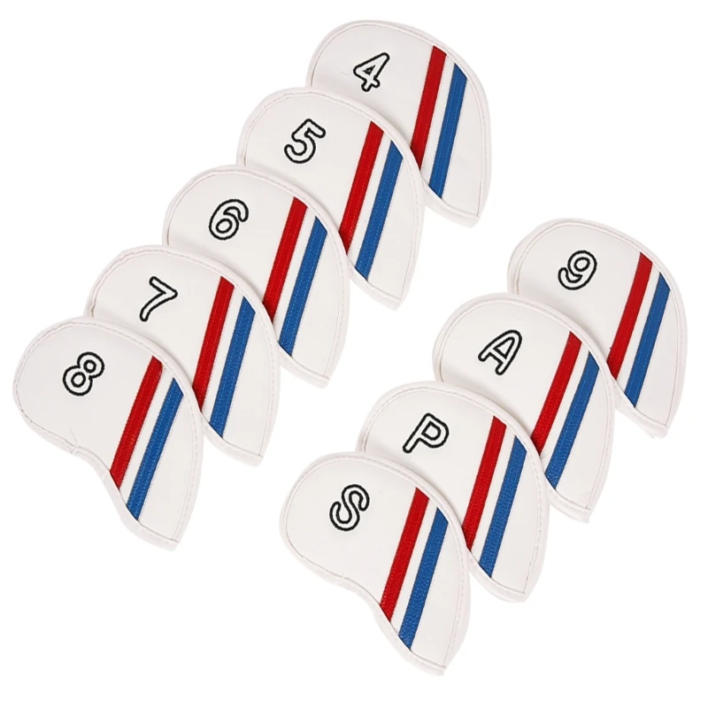 9Pcs 방수 헤드 커버 골프 아이언 클럽 헤드 커버 PU 가죽 골프 헤드 커버로드 헤드 보호 케이스 지속적인 448D