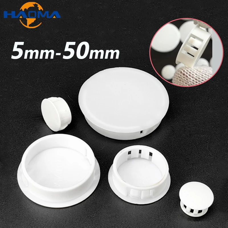 White Plastic Hole Plug Snap-on Cover Round Snap-on Plug Plastic Hole Caps Blanking End Caps Seal Stopper 5mm-50mm