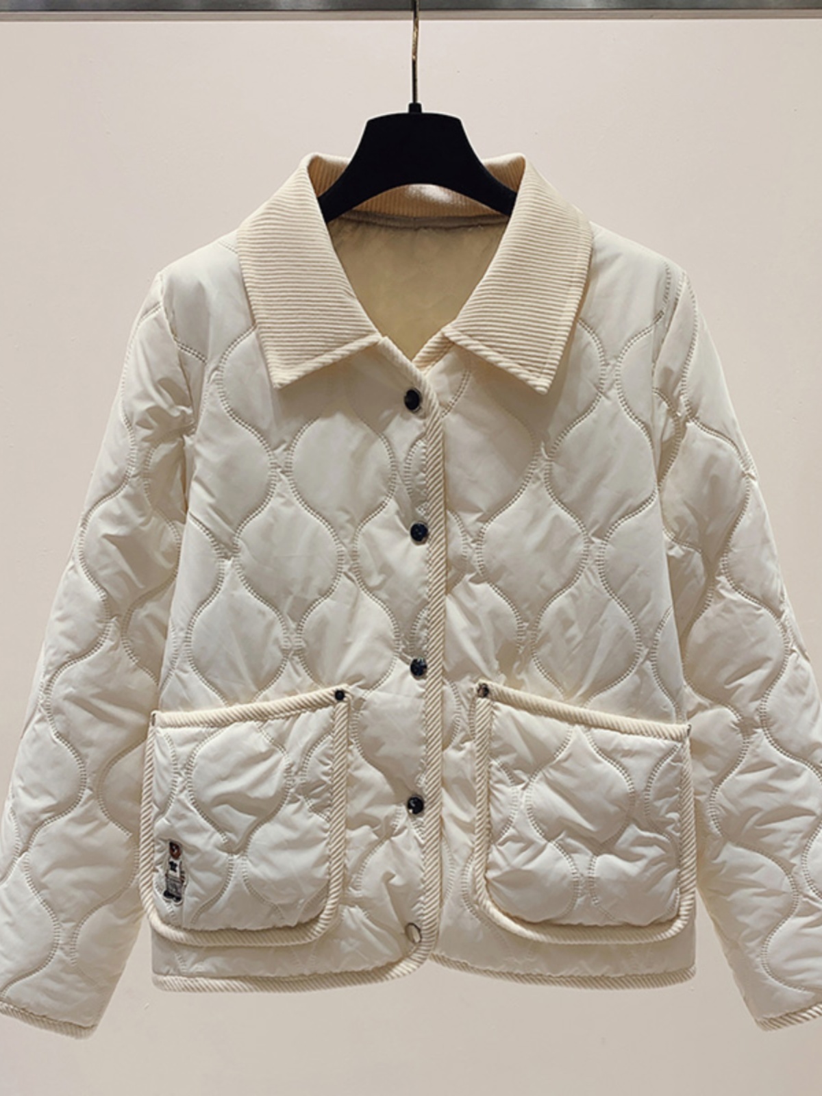 韓国スタイルインクマ刺繍ダイヤモンドパターンコットンジャケット女性の秋冬新緩い暖かいショートコットンコート