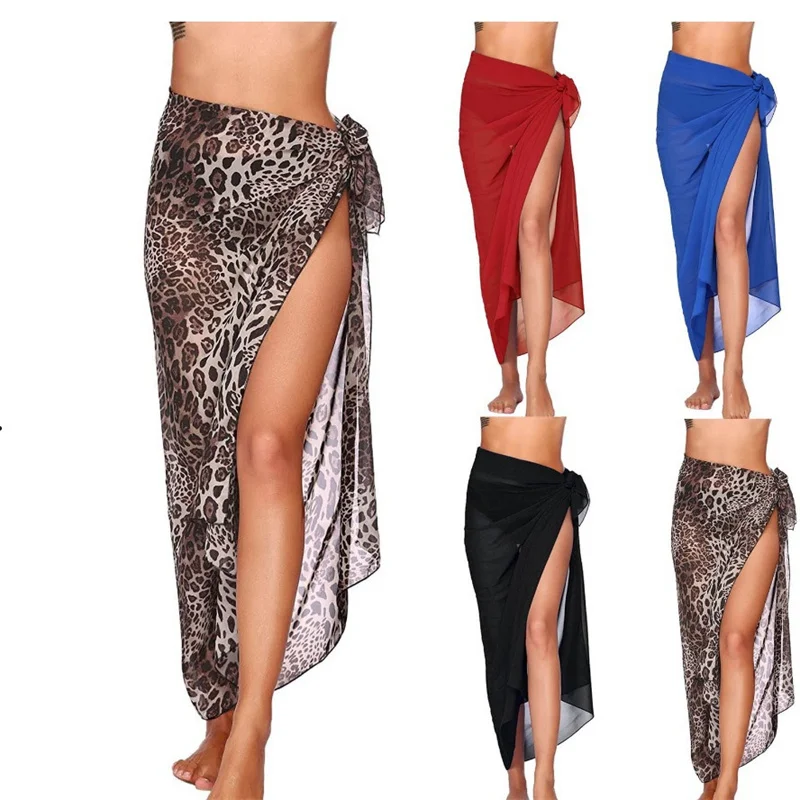 Praia feminina saia longa chiffon maiô coverups verão bikini envoltório lenço transparente para banho cobrir ups sexy bikini envoltório xales