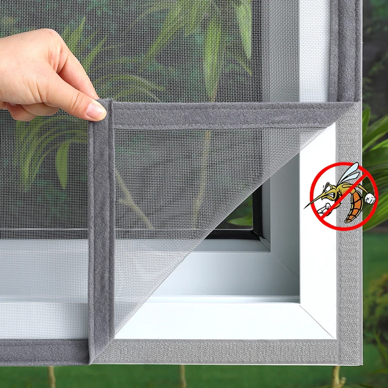 Grey,Anti-mosquito self adhesive window screen mosquito net，summer，insect proof door mosquitonet for windows，Customizable size