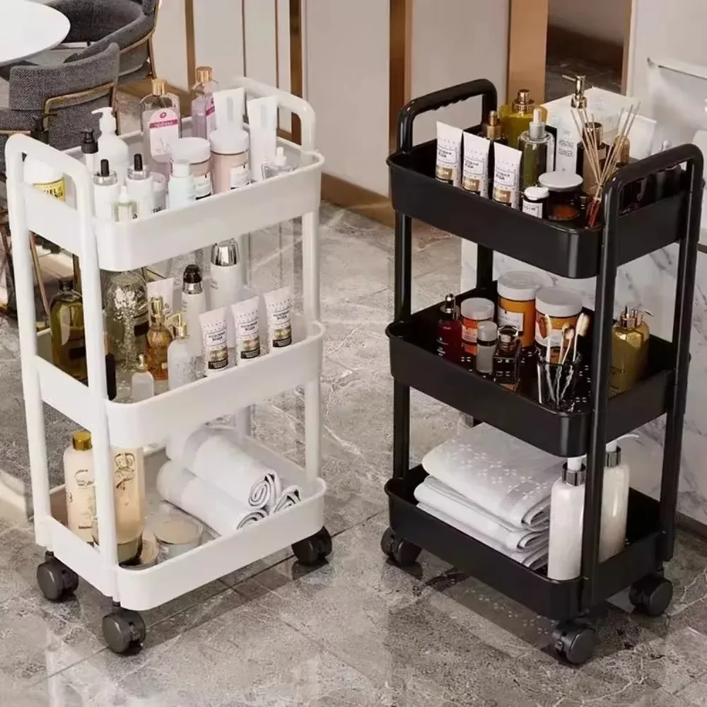 ครัวเรือน Multi-Layer รถเข็นขนาดเล็กชั้นเก็บจากพื้นห้องครัวห้องนอนห้องน้ํา Rack Storage Rack พร้อมล้อ