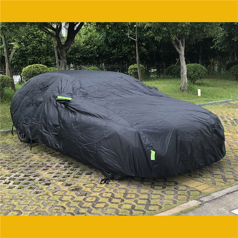 Housses de voiture universelles SUV/berline, imperméables, pour l'extérieur, Protection contre le soleil, la pluie et la neige, UV, conception à fermeture éclair, étui noir pour voiture, S-XXL