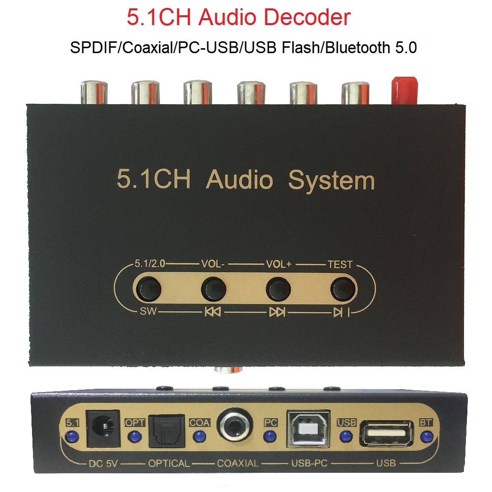 Decodificador convertidor de Audio DTS 5,1 SPDIF óptico Coaxial PC USB diente azul a 5,1 SW CE SR SL FR FL salida de Audio de 2 canales para amplificador