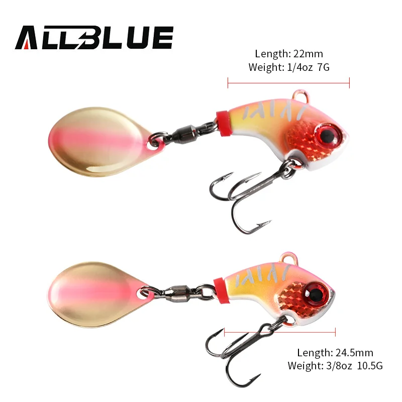 ALLBLUE-Spinner de cola de ciclón de Metal, Vib, Shad, Casting, Jig, vibración, hoja de Jigging, cuchara, señuelo de pesca, aparejos de cebo Artificial