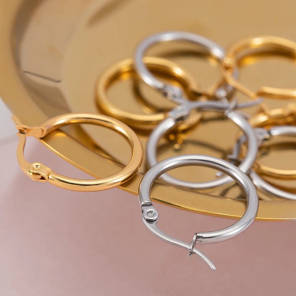 10 peças 20mm brincos de aço inoxidável anéis de orelha abertos para fazer jóias acessórios de componentes diy