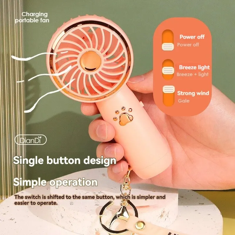 2024 ฤดูร้อนใหม่พัดลมมินิน่ารักการ์ตูนแบบพกพาชาร์จ USB พัดลมมือถือนักเรียนพัดลมกลางแจ้ง