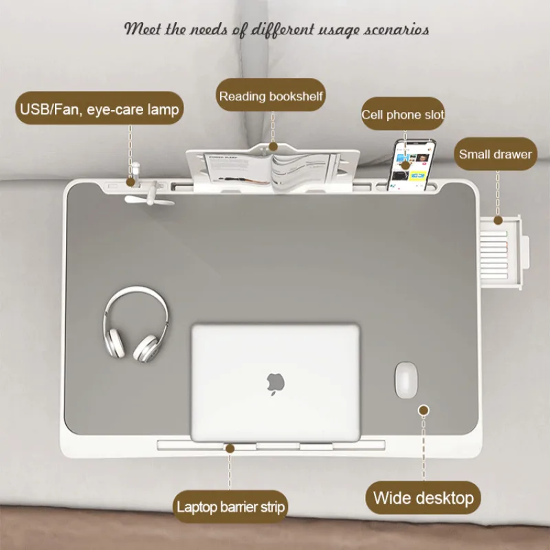 Portable folding computer desk Student dormitory Lifting bed table Household Multifunctional Adjustable Laptop desk with Drawer