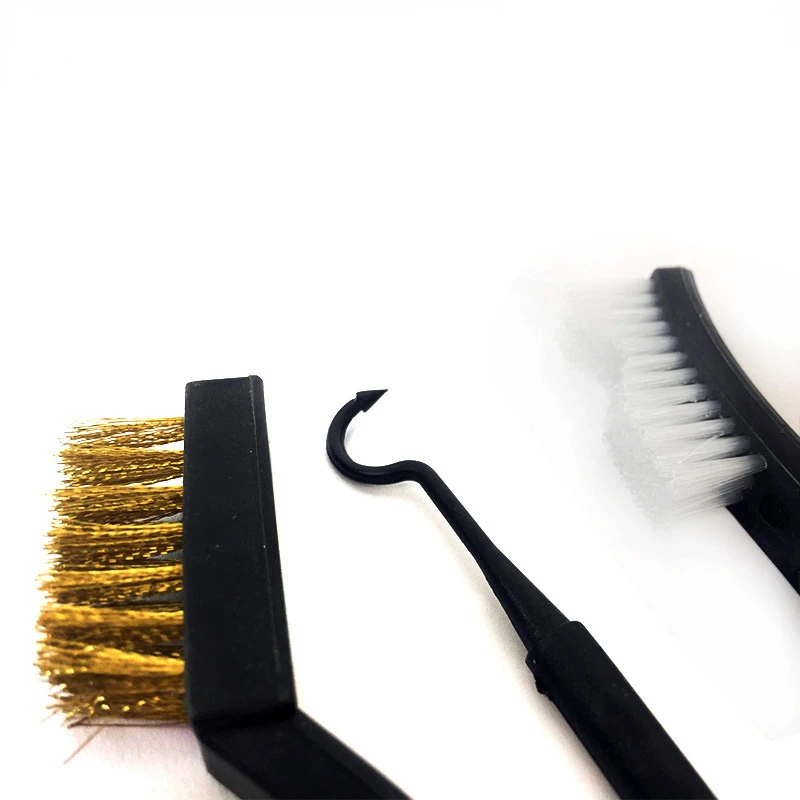 Allsome escova de fio de aço de ponta dupla e conjunto de picareta de náilon universal kit de limpeza de arma de caça ferramentas de limpeza de detalhamento de carro