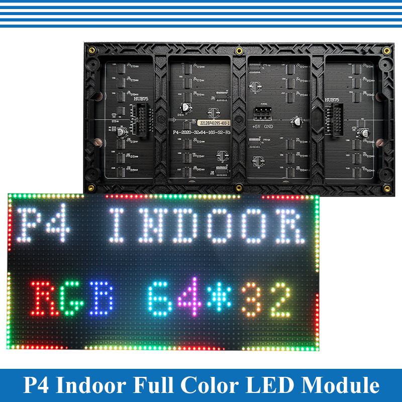 Module de panneau d'écran LED P4 256*128mm 64*32 pixels 1/16 Scan intérieur 3in1 SMD RGB module de panneau d'affichage LED P4 polychrome