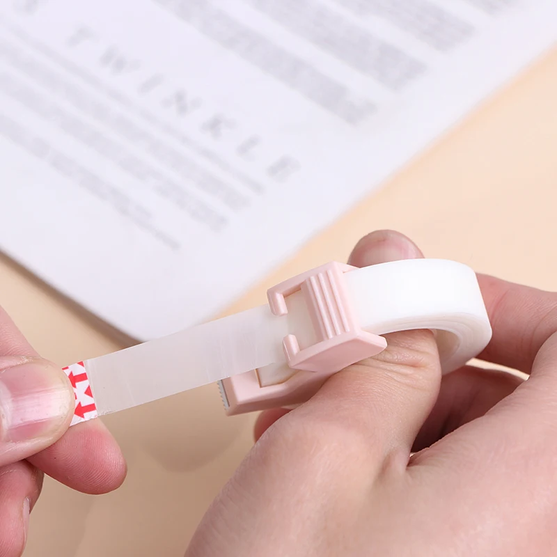 Portable Tape Dispenser Writable Clear Adhesive Tape with Tape Cutting Tool Writable Invisible Correction Tape School Stationery