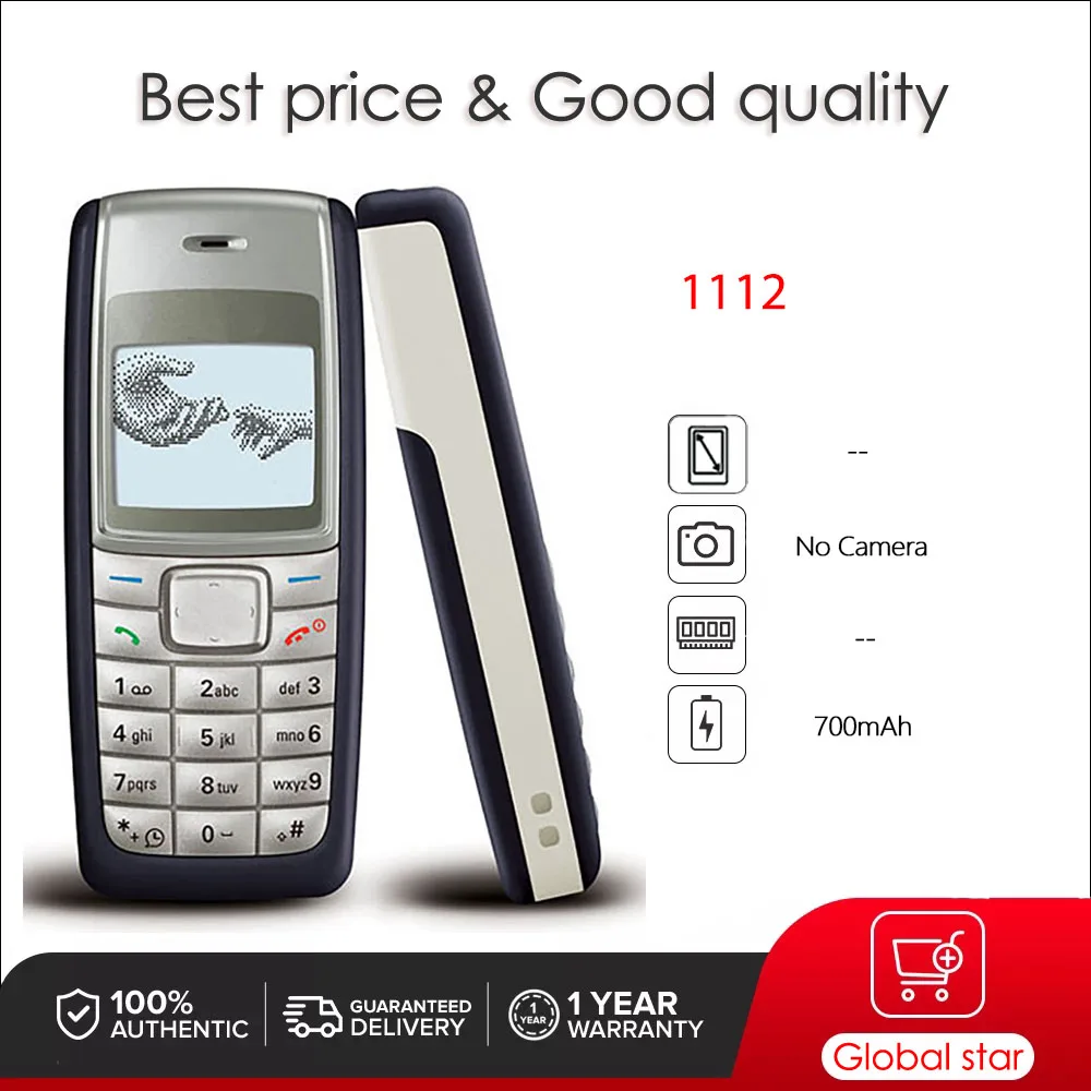 Original Unlocked 1112 2G Mobile Phone Russian Arabic Hebrew Keyboard Made in Finland