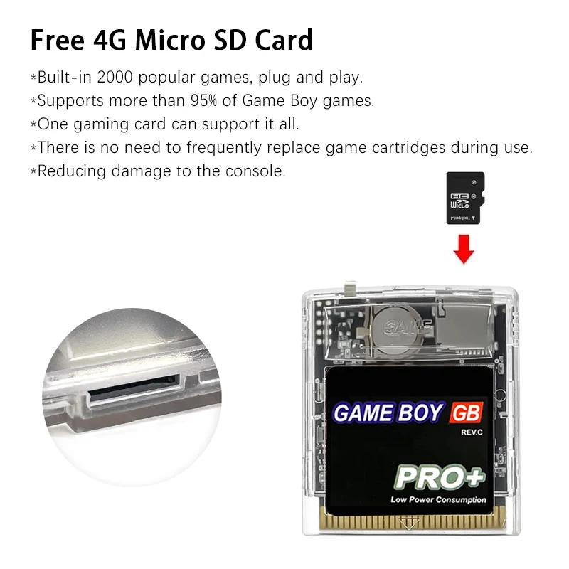 REMANK 2000 IN 1 Gameboy Color GB PRO Game Cartridge Game Boy Cart for GB GBC GBA with TF/SD Card Multifunctional