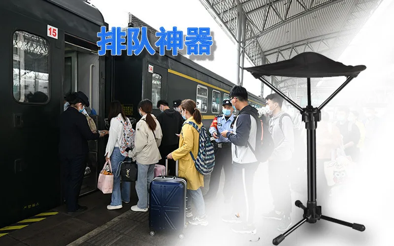 Taburete telescópico de una pierna, Mini taburete portátil de viaje al aire libre, cola de Camping, Maza, silla de pesca, silla de playa, triangular