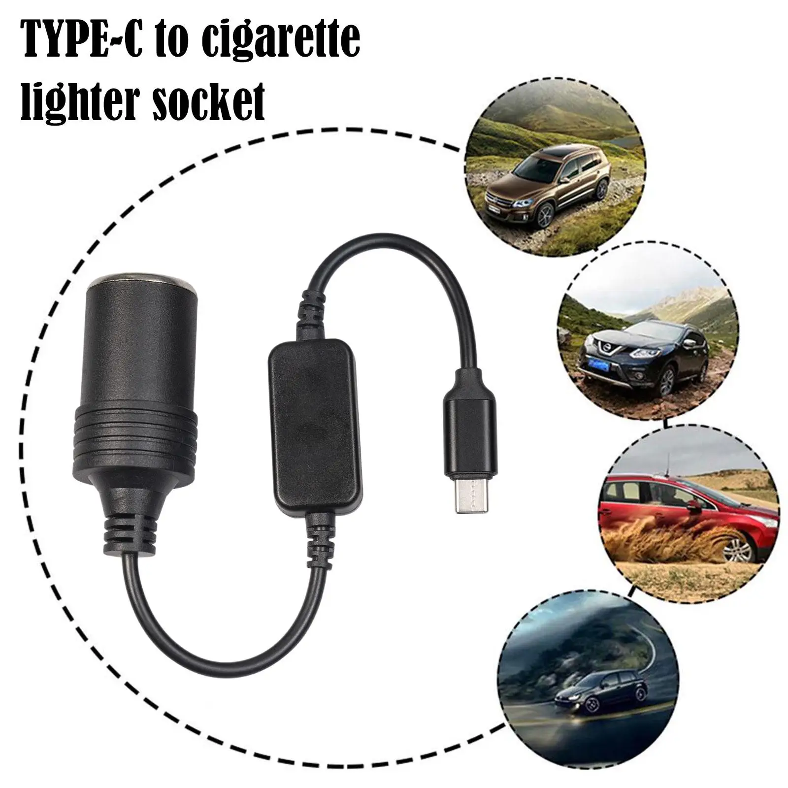 USB Loại C Đến 12V Cắm Thuốc Lá Nữ Adapter Chuyển Đổi Dây Cho Ô Tô Bật Lửa Thuốc Lá Ô Tô máy Hút Bụi